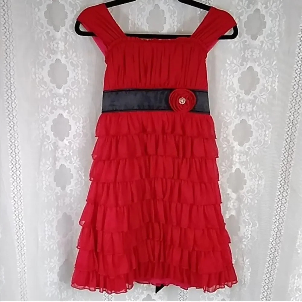 🥰My Michelle Red Ruffled Kids Dress Size 14